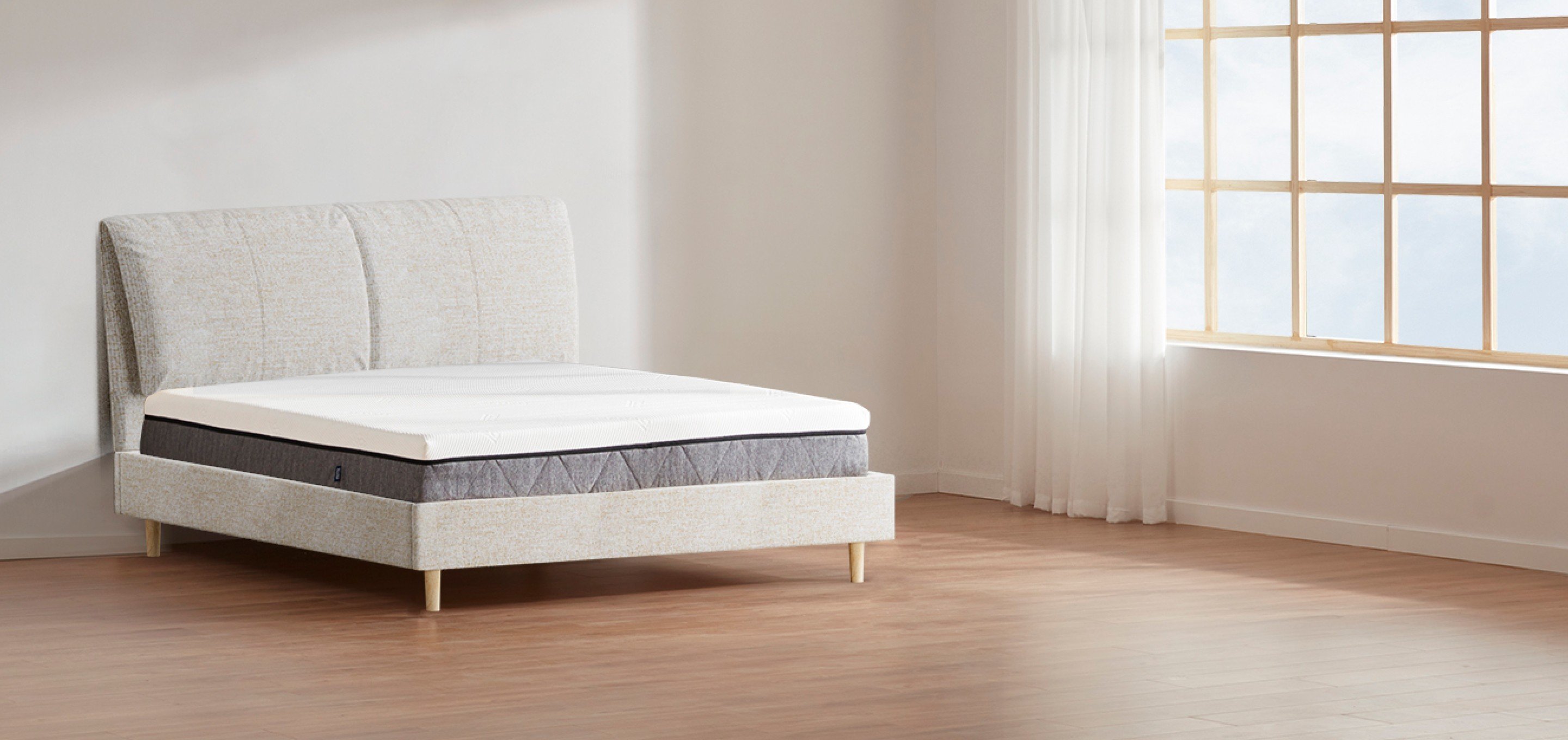 Crest Upholstered Style Bed Frame King, Queen & Double Ecosa