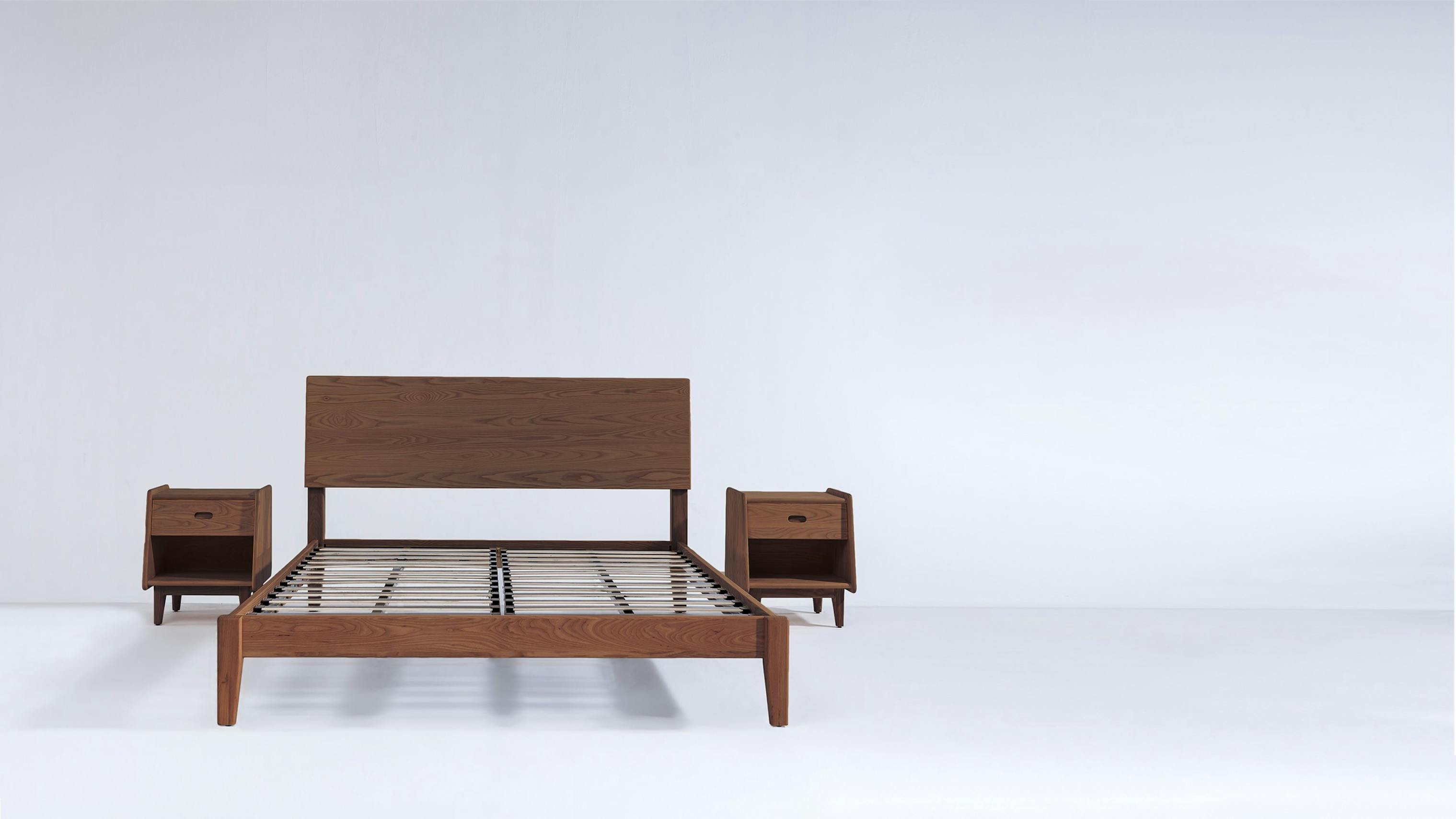 (Walnut Color) Queen Size Timber Bed Frame Solid American Wood