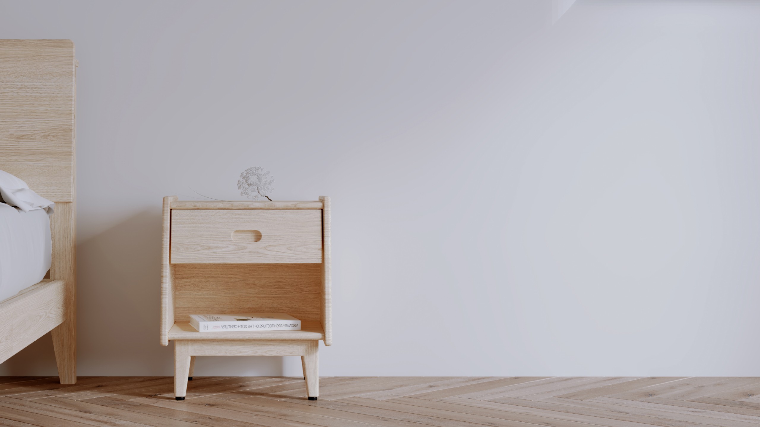 Solid Timber Bedside Table Phone Cable Management Ecosa New Zealand